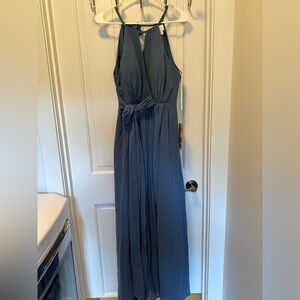 Revelry Eliza Chiffon Faux Wrap Dress Dusty Blue 903 Petite